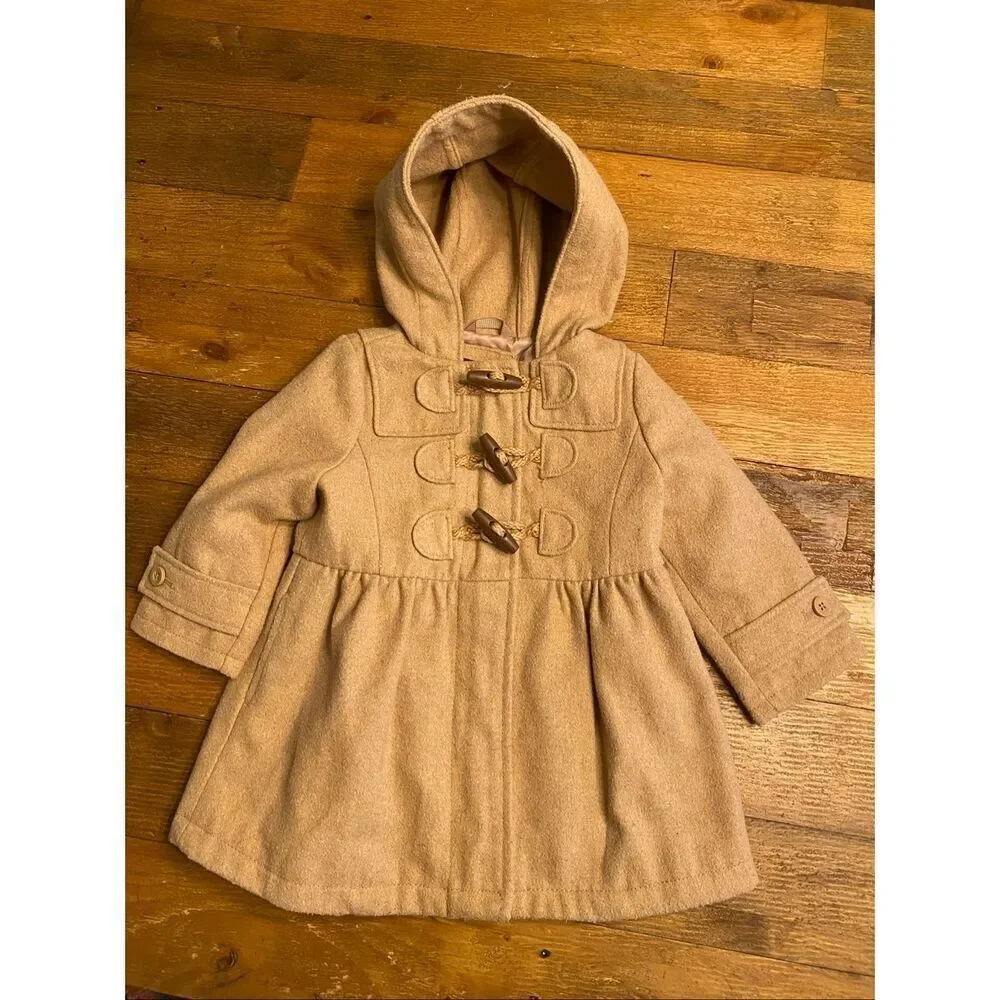 Baby GAP 18-24 months wool coat jacket tan pea coat girls